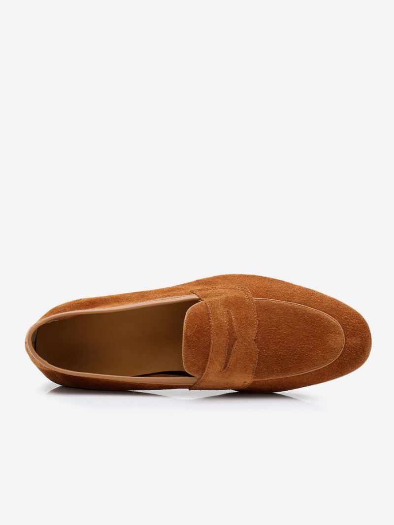 Heren Loafer Koeienhuid Slip-on Prom Trouwschoenen - Koffie Bruin