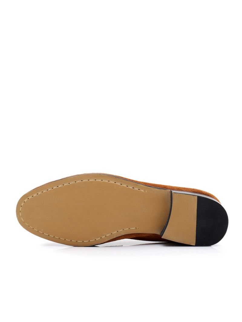 Heren Loafer Koeienhuid Slip-on Prom Trouwschoenen - Koffie Bruin