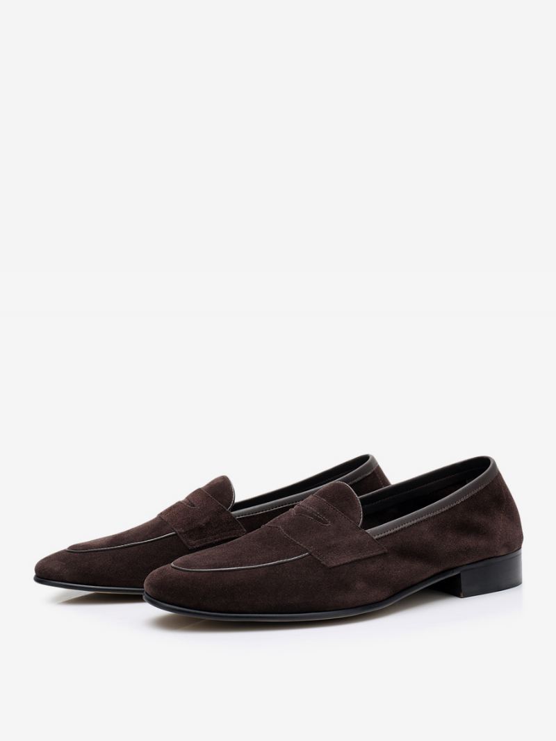 Heren Loafer Koeienhuid Slip-on Prom Trouwschoenen - Chocolade