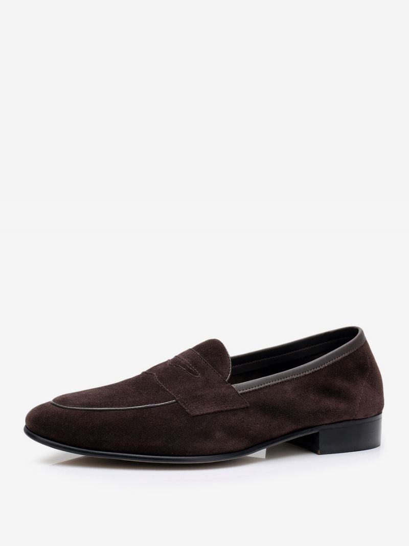 Heren Loafer Koeienhuid Slip-on Prom Trouwschoenen - Chocolade