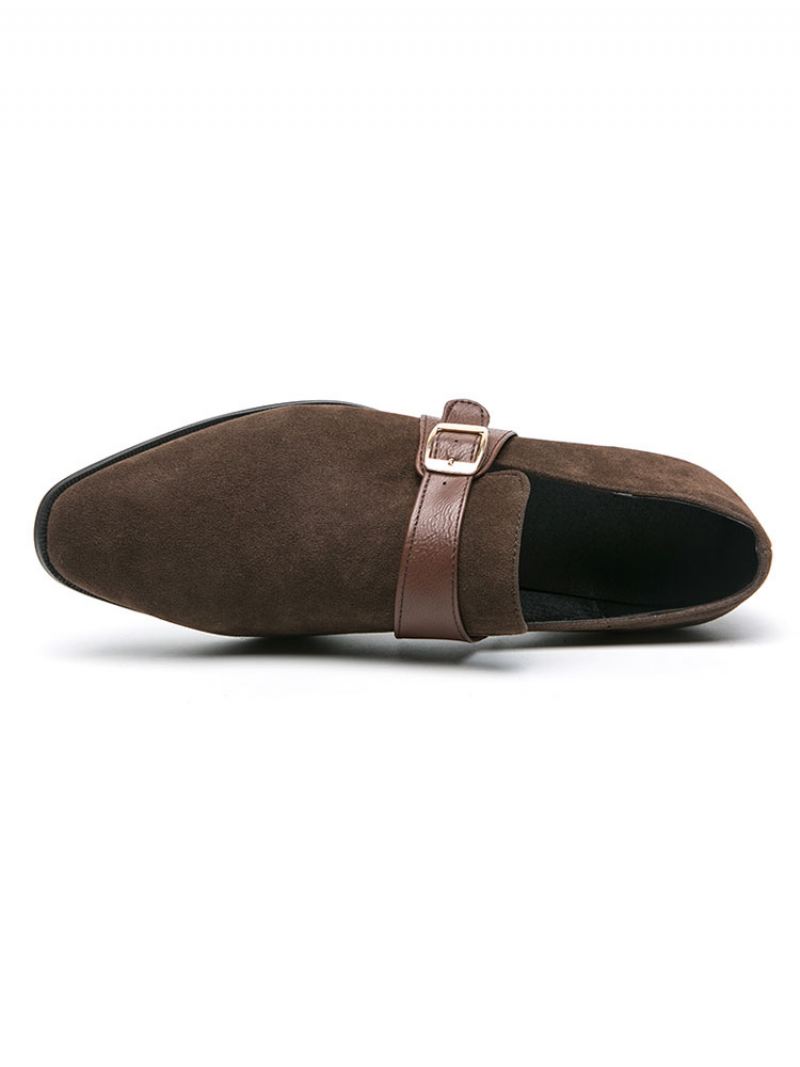 Heren Loafer Met Monniksband Trouwschoenen Feest Zwarte Instappers Formele - Koffiebruin