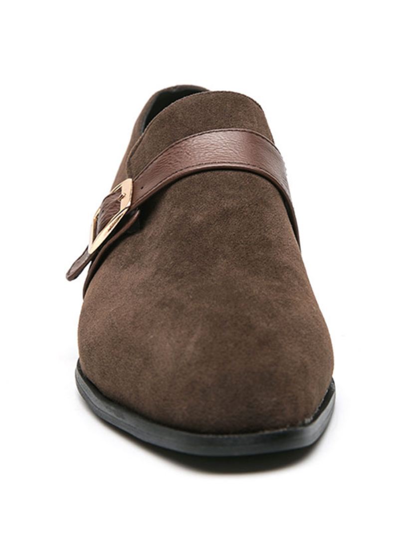 Heren Loafer Met Monniksband Trouwschoenen Feest Zwarte Instappers Formele - Koffiebruin