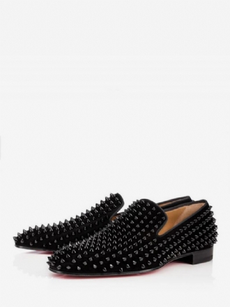 Heren Loafer Mode Suède Aangevuld Met Spikes Klinknagels Vierkante Teen Slip-on Platte Prom Party Trouwschoenen