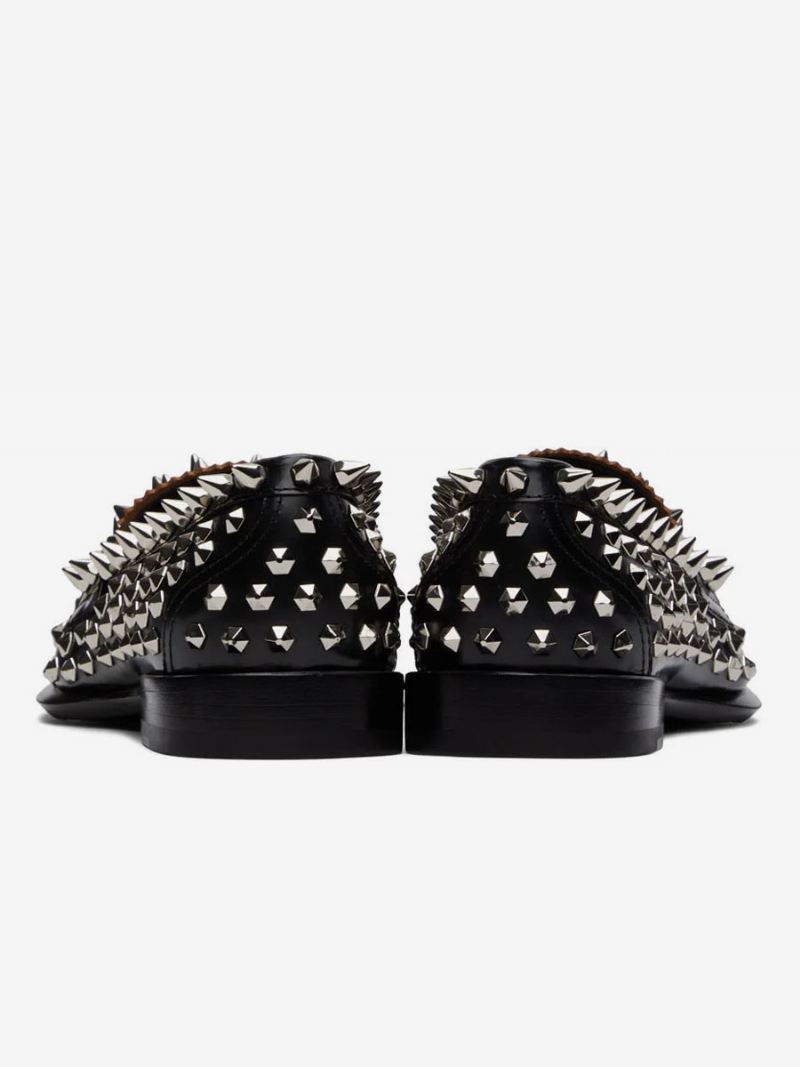 Heren Loafer Schoenen Instapper Handgemaakte Studs Spike Klinknagels Artwork Ronde Neus Prom Party Trouwschoenen -  Zwart