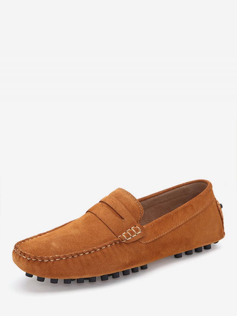 Heren Loafer Schoenen Instapper Monk Strap Ronde Neus Suède - Lichtbruin