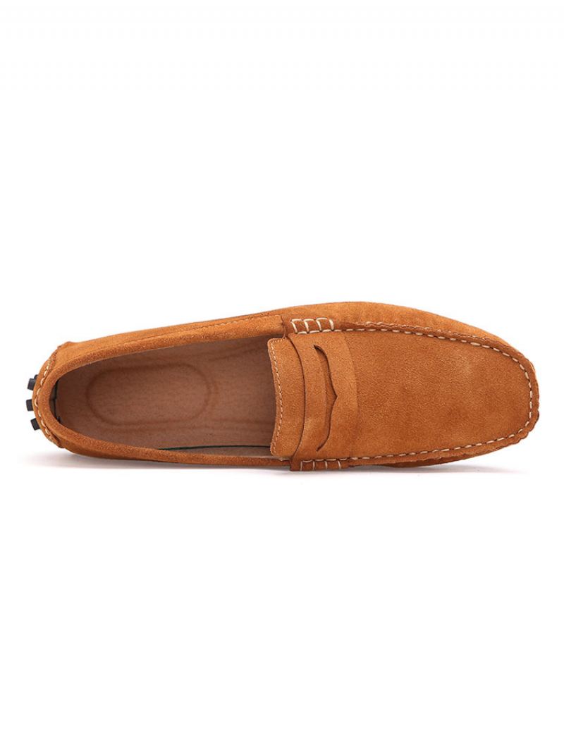 Heren Loafer Schoenen Instapper Monk Strap Ronde Neus Suède - Lichtbruin