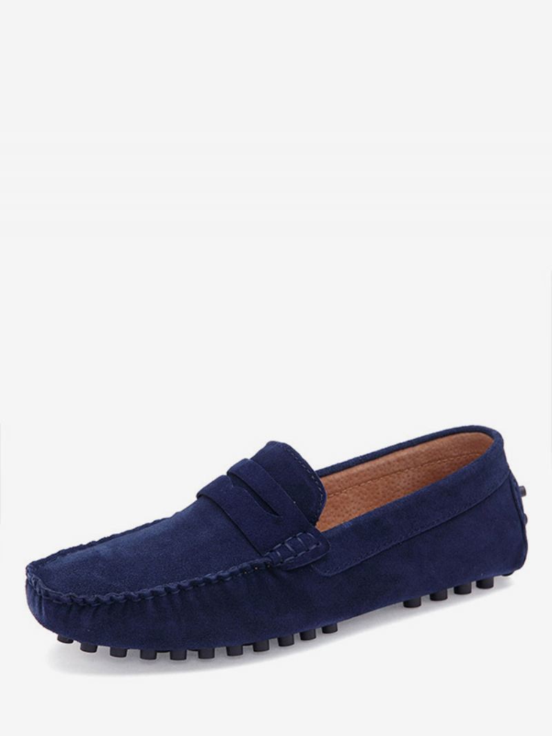 Heren Loafer Schoenen Instapper Monk Strap Ronde Neus Suède - Blauw