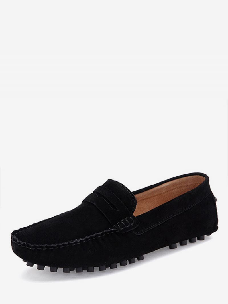 Heren Loafer Schoenen Instapper Monk Strap Ronde Neus Suède - Zwart