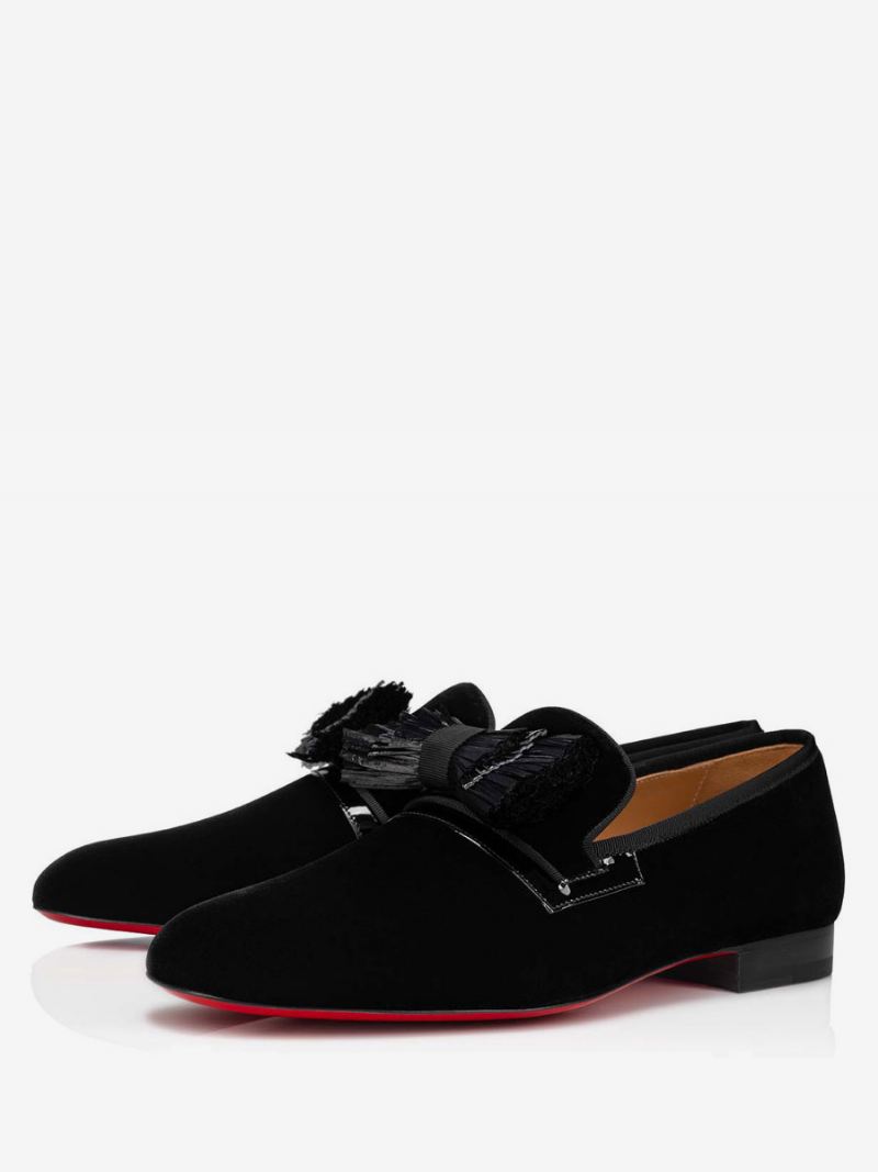 Heren Loafer Vierkante Neus Suède Instapper Met Studs Zwart Pak Prom Party Trouwschoenen