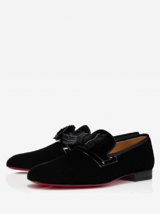 Heren Loafer Vierkante Neus Suède Instapper Met Studs Zwart Pak Prom Party Trouwschoenen