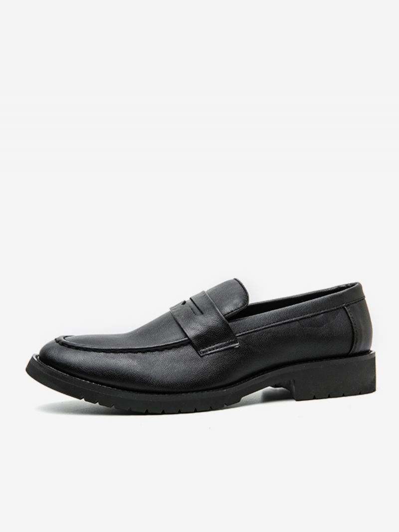 Heren Loafers Instappers Met Ronde Neus Pu-leren - Zwart