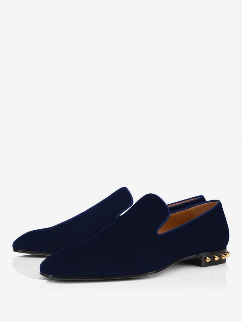 Heren Micro Suède Bovenste Klinknagels Artwork Loafer Schoenen Instapper - Donker Marineblauw