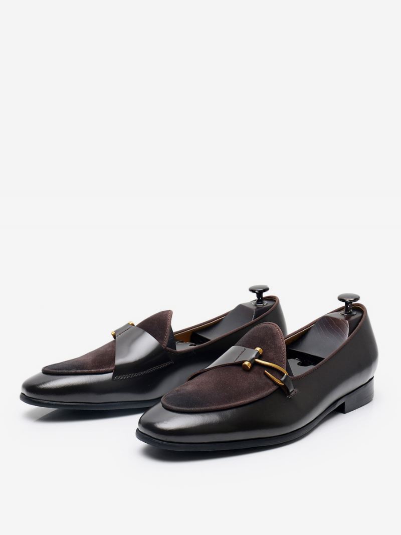 Heren Mne's Koeienhuid Slip-on Loafer Prom Trouwschoenen - Diepbruin