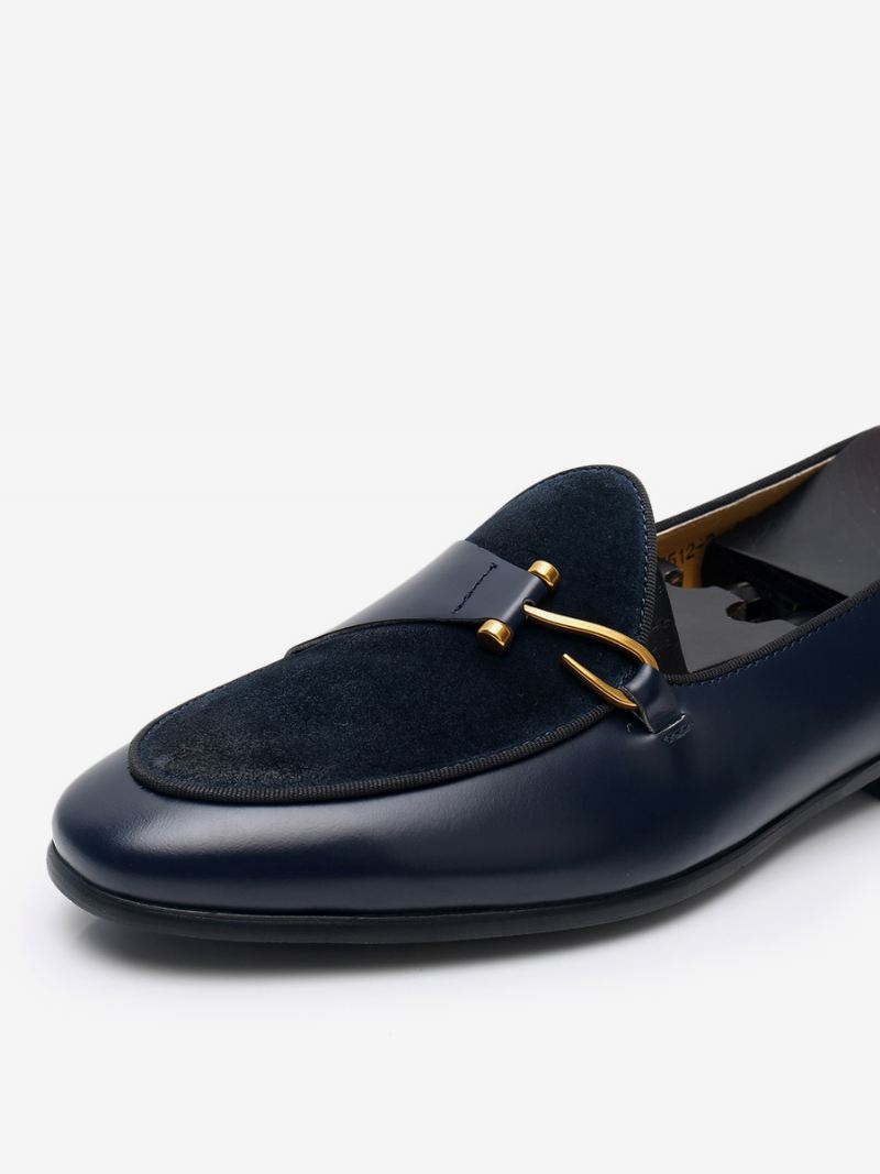 Heren Mne's Koeienhuid Slip-on Loafer Prom Trouwschoenen - Diepblauw