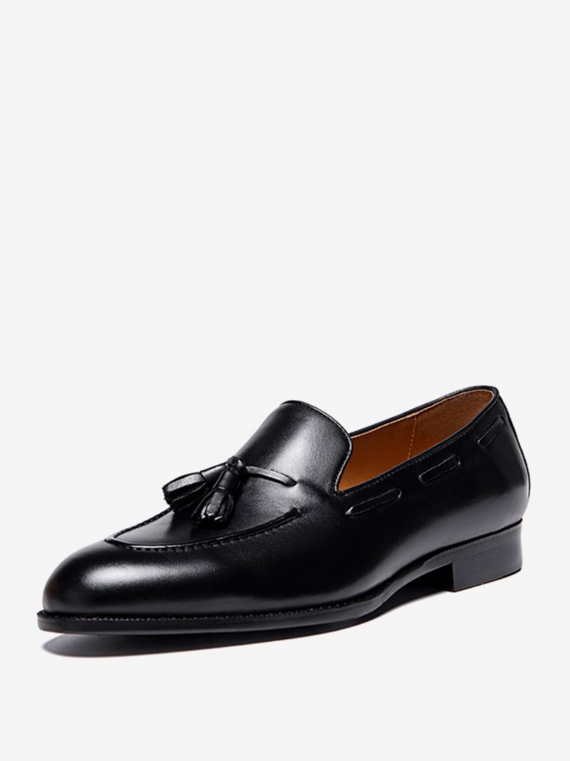 Heren Mne's Loafers Koeienhuid Slip-on Tassel Prom Trouwjurk Schoenen - Zwart