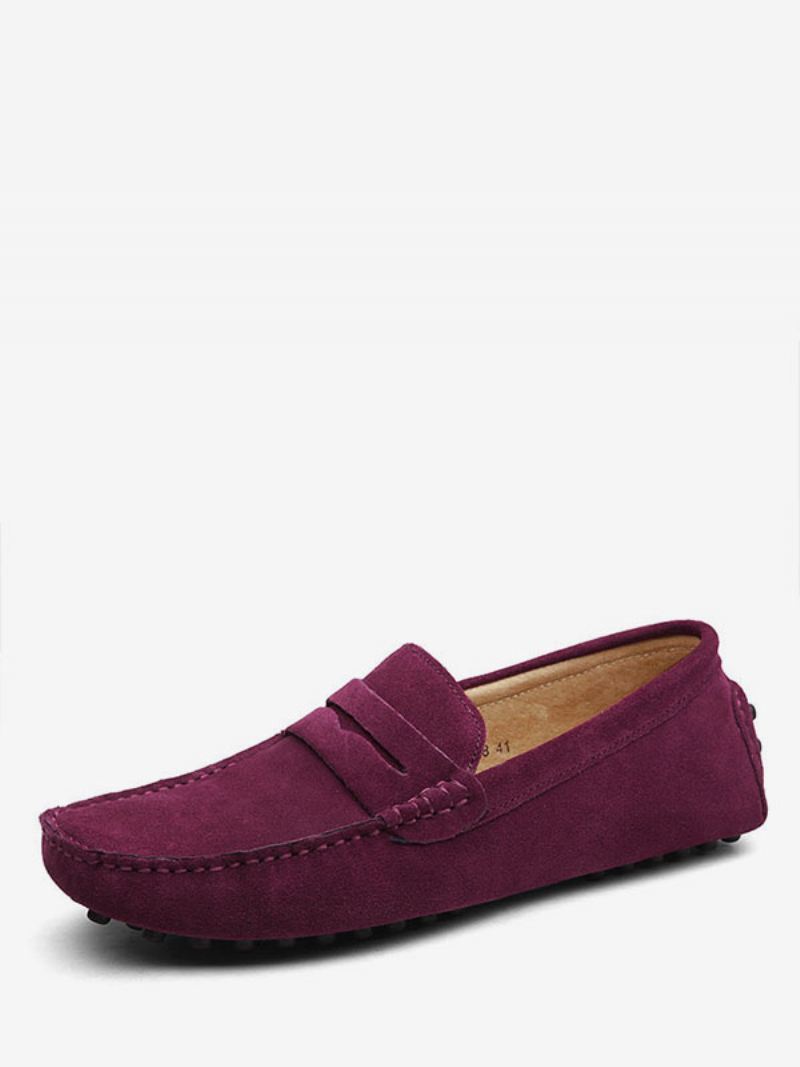 Heren Suède Loafers Mocassin Slip-on Rijschoenen - Bordeauxrood