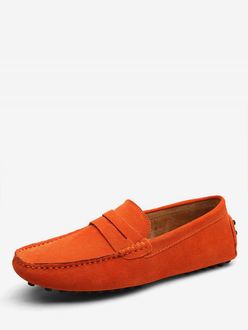 Heren Suède Loafers Mocassin Slip-on Rijschoenen - Oranje