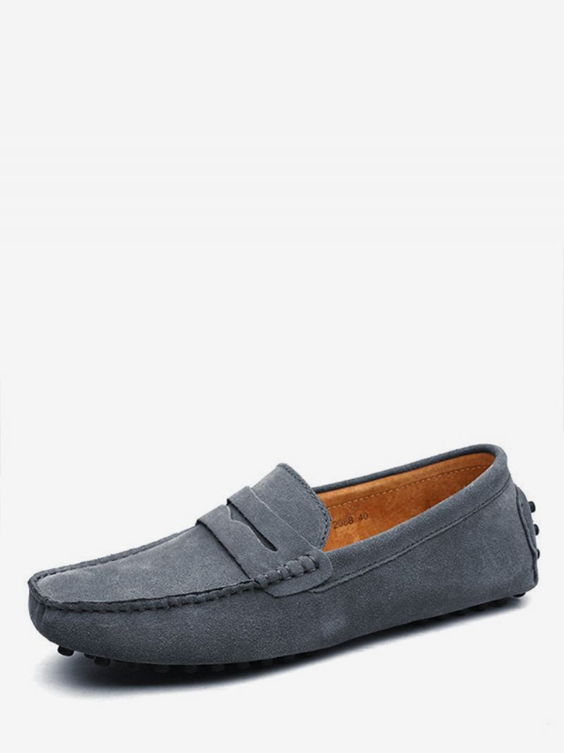 Heren Suède Loafers Mocassin Slip-on Rijschoenen - Grijs