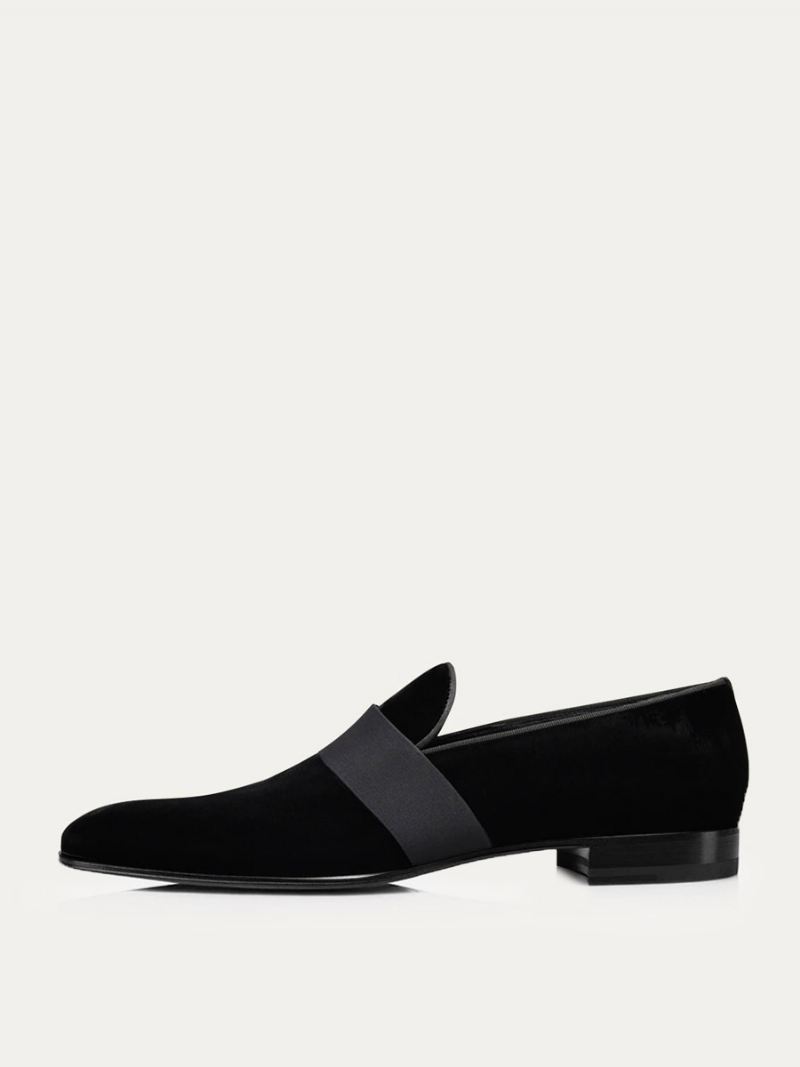 Heren Suède Ronde Neus Slip-on Grosgrain Riem Over Vamp Prom Party Bruiloft Loafers