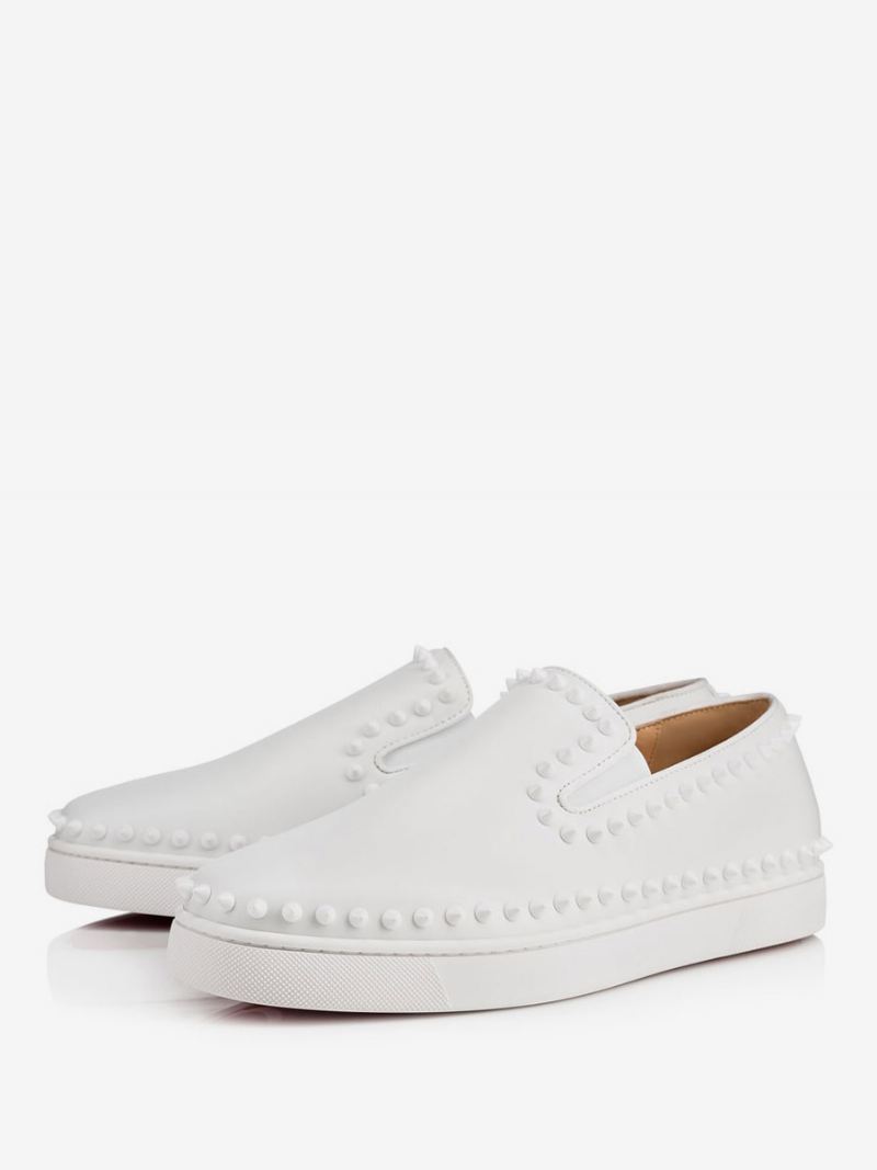 Heren Witte Klinknagels Instapper Causale Loafers Sneakers