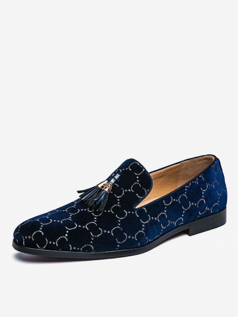 Herenloafers Pu-leer Prom Slip-on Lage Tops Blauwe Kwastjesschoenen - Blauw