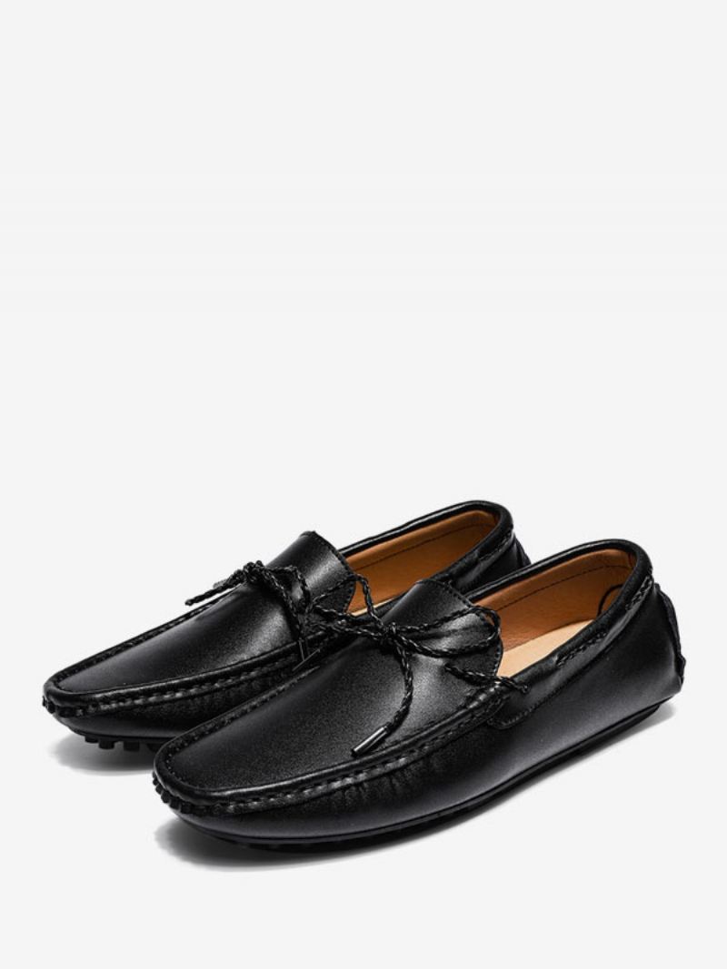 Herenloaferschoenen Heren Instapper Ronde Neus Pu-leer - Zwart