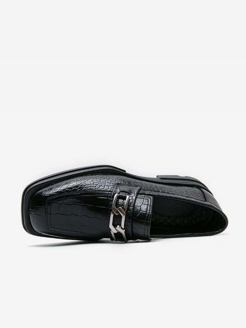 Herenloaferschoenen Heren Pu-leer Metalen Details Instapper - Zwart