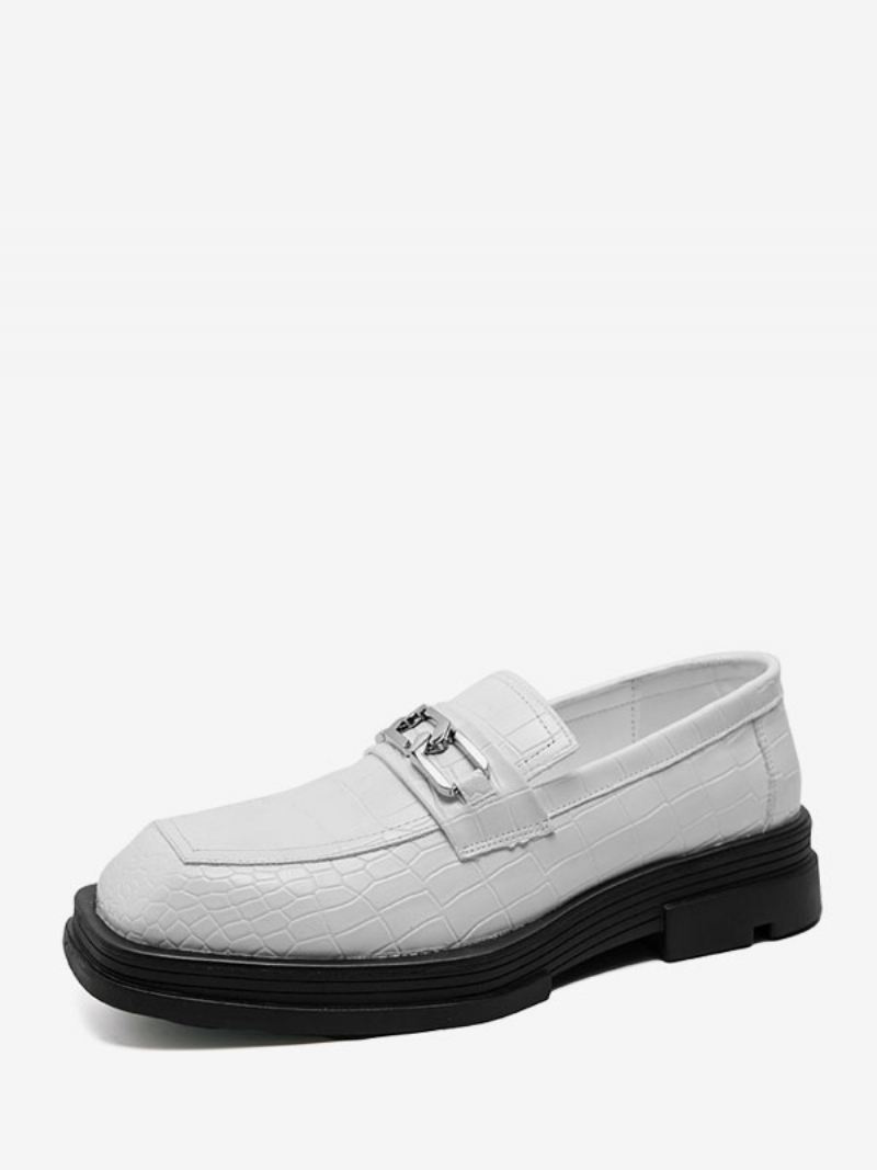 Herenloaferschoenen Heren Pu-leer Metalen Details Instapper - Wit