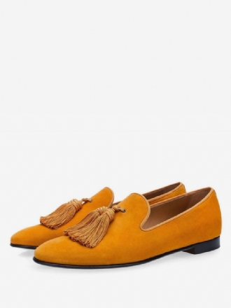 Herenschoenen Mosterd Instapper Met Kwastjes Slipper Loafers Prom Party Trouwschoenen