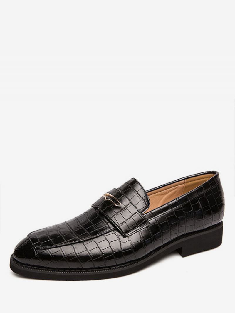 Loafer Heren Metalen Details Kunstwerk Ronde Neus Pu-leer