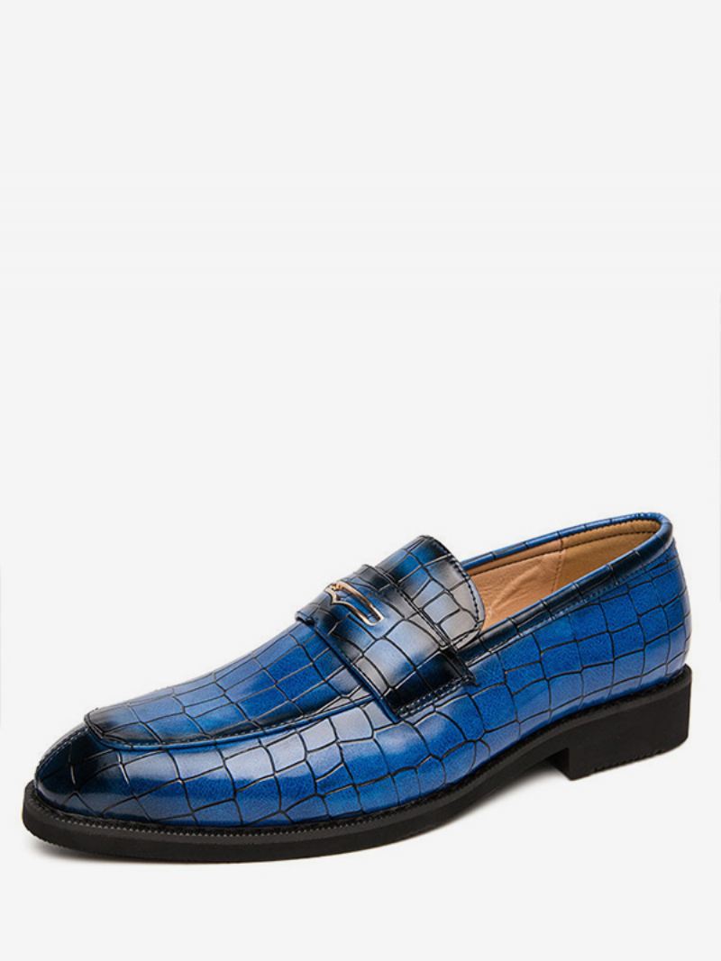 Loafer Heren Metalen Details Kunstwerk Ronde Neus Pu-leer - Blauw