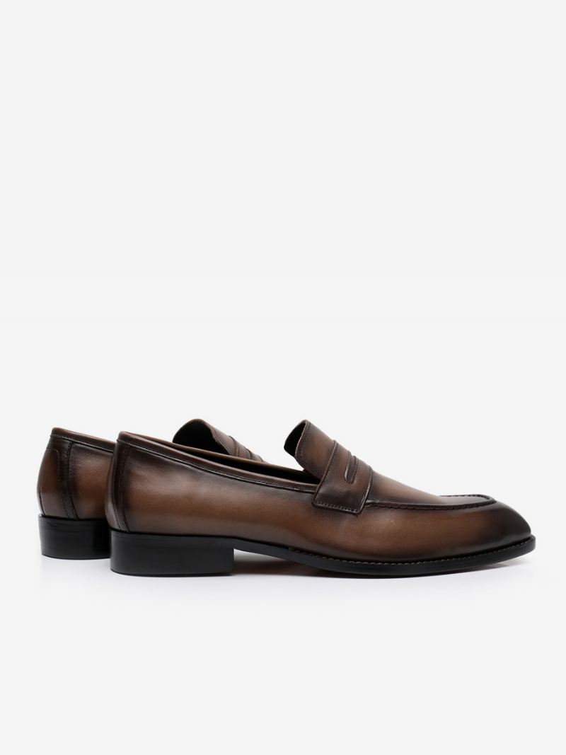 Loafer Koeienhuid Instapper Brwon Prom-trouwschoenen Heren - Koffie Bruin