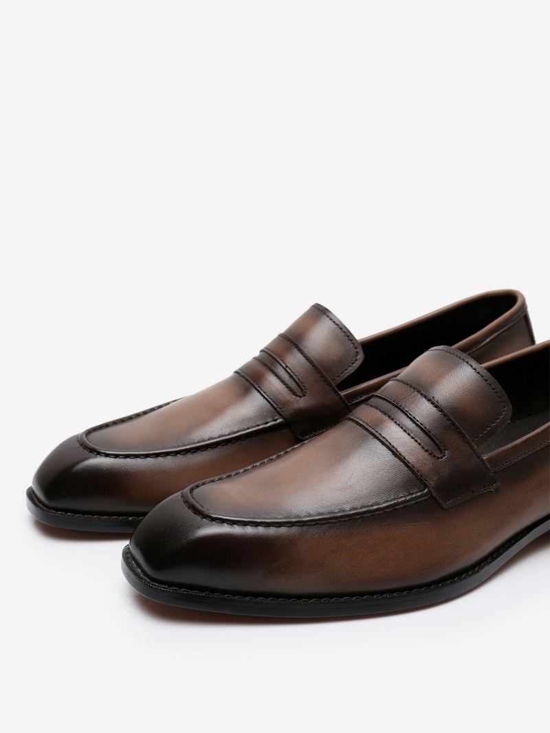 Loafer Koeienhuid Instapper Brwon Prom-trouwschoenen Heren - Koffie Bruin