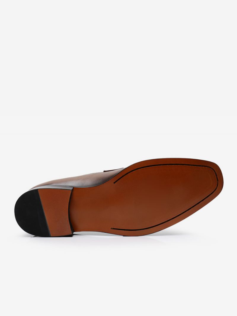 Loafer Koeienhuid Instapper Brwon Prom-trouwschoenen Heren - Koffie Bruin