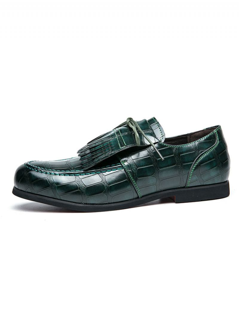 Loafer Prom Party Trouwschoenen Heren Pu Lederen Gesp Instappers Groene Lage Tops Loafers - Groen