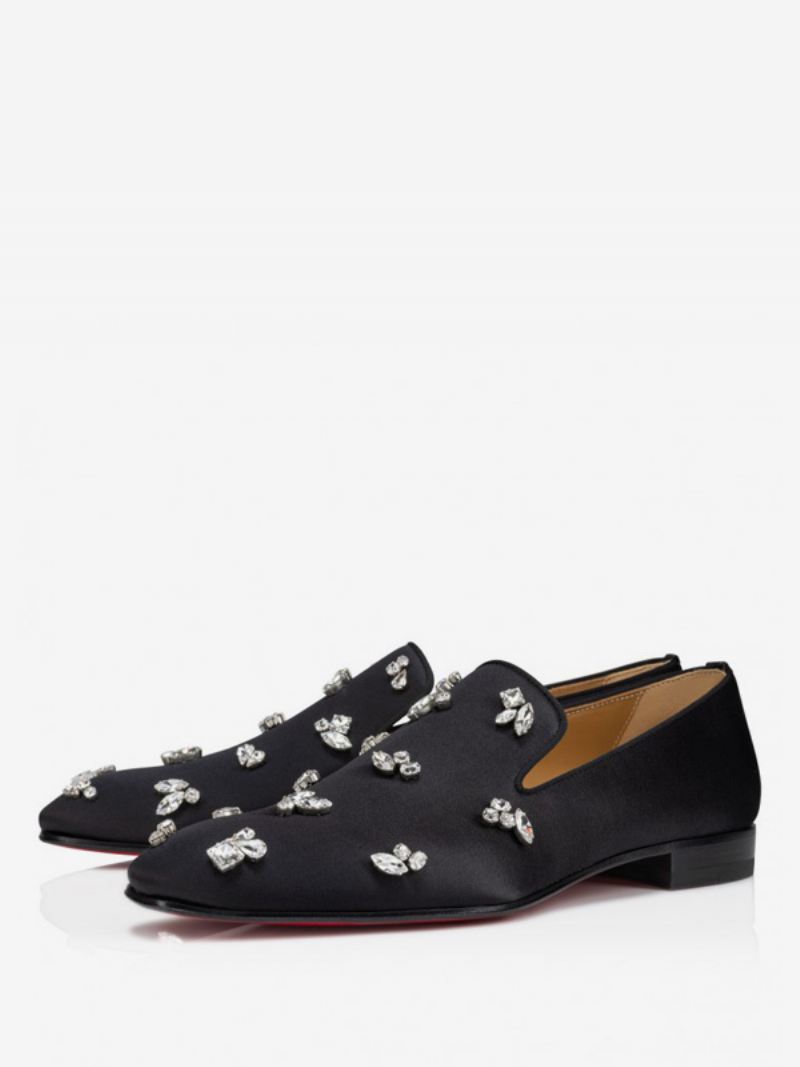 Loafers Heren Instappers Trouwschoenen Met Vierkante Neus Strass