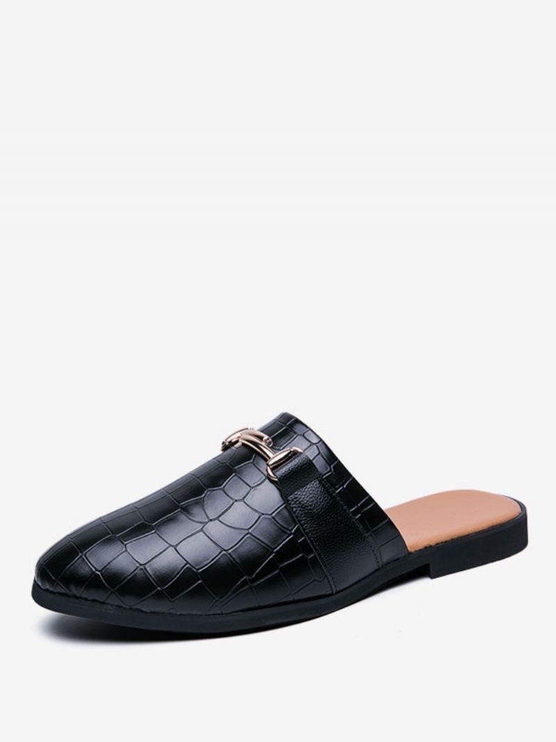 Loafers Heren Steenpatroon Metalen Details Muiltjes - Zwart