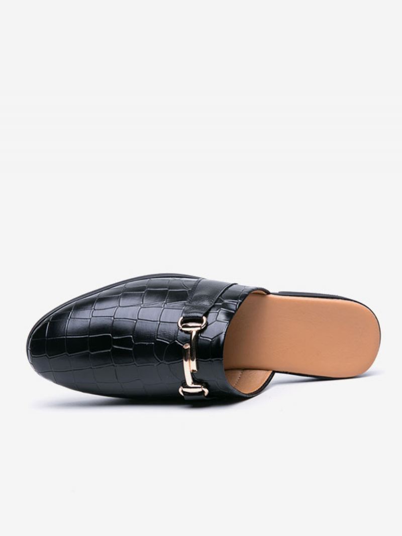 Loafers Heren Steenpatroon Metalen Details Muiltjes - Zwart