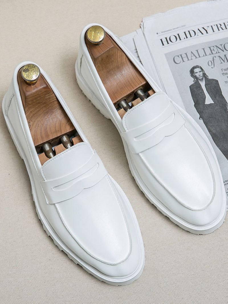 Loaferschoenen Heren Gezellige Instapper Pu-leer Met Monniksband - Wit