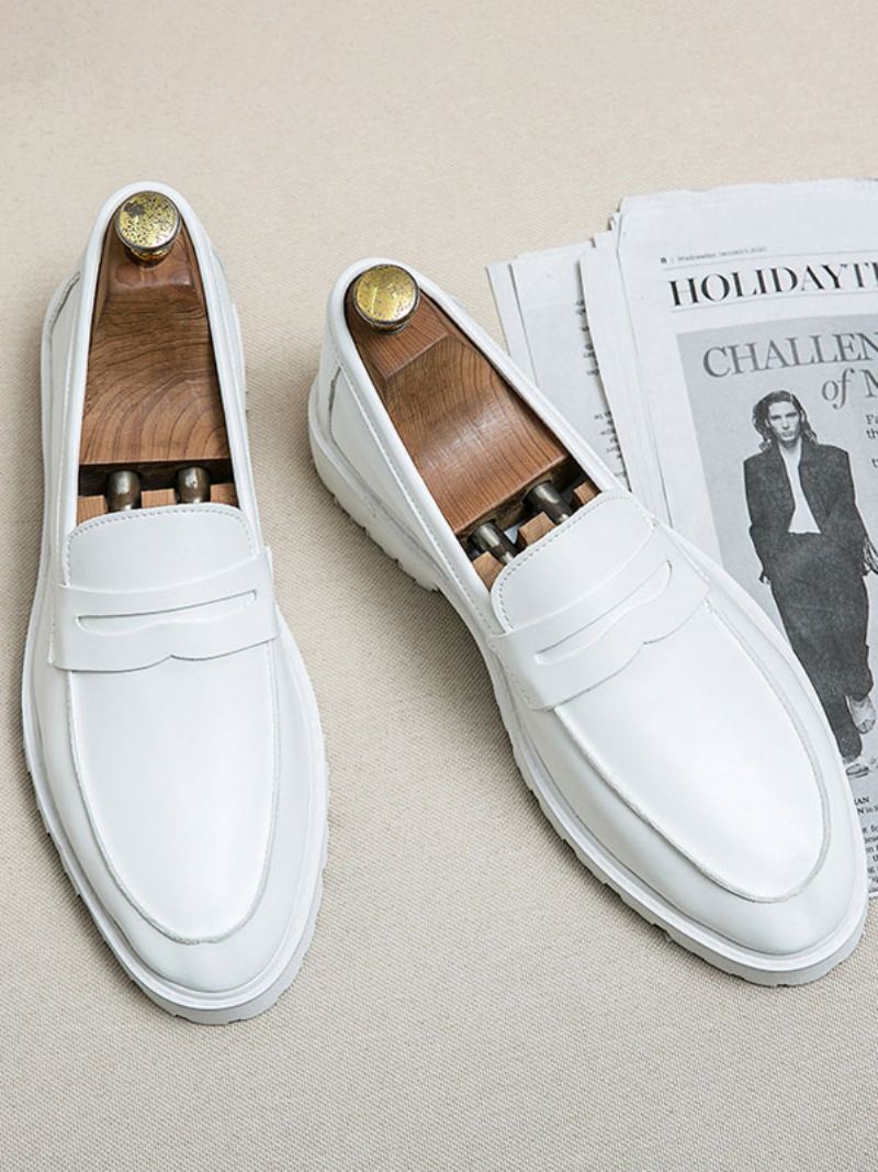 Loaferschoenen Heren Gezellige Instapper Pu-leer Met Monniksband - Wit