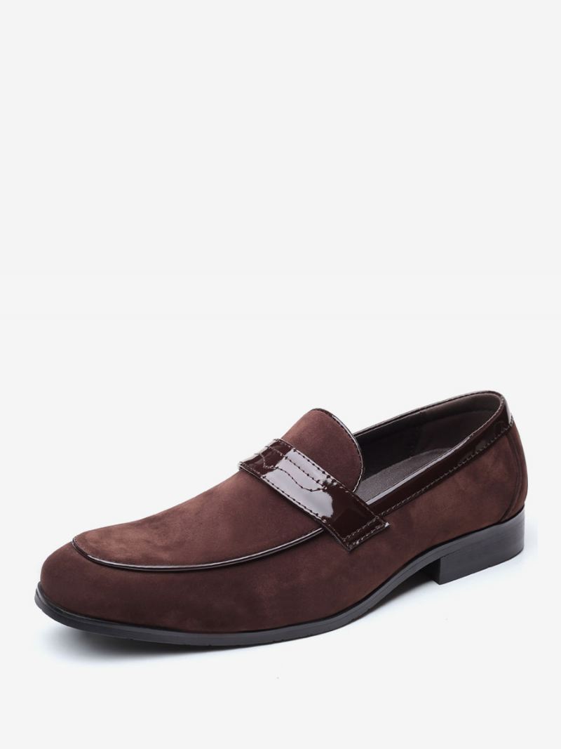 Loaferschoenen Heren Instapper Met Monniksband Ronde Neus Pu-leer - Koffiebruin