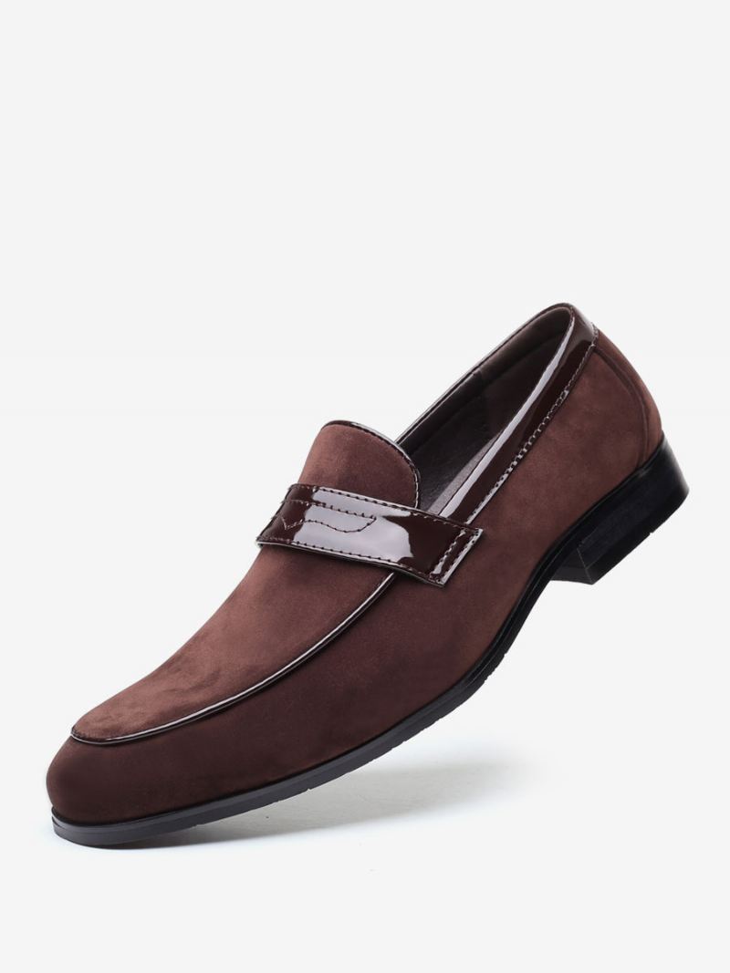 Loaferschoenen Heren Instapper Met Monniksband Ronde Neus Pu-leer - Koffiebruin