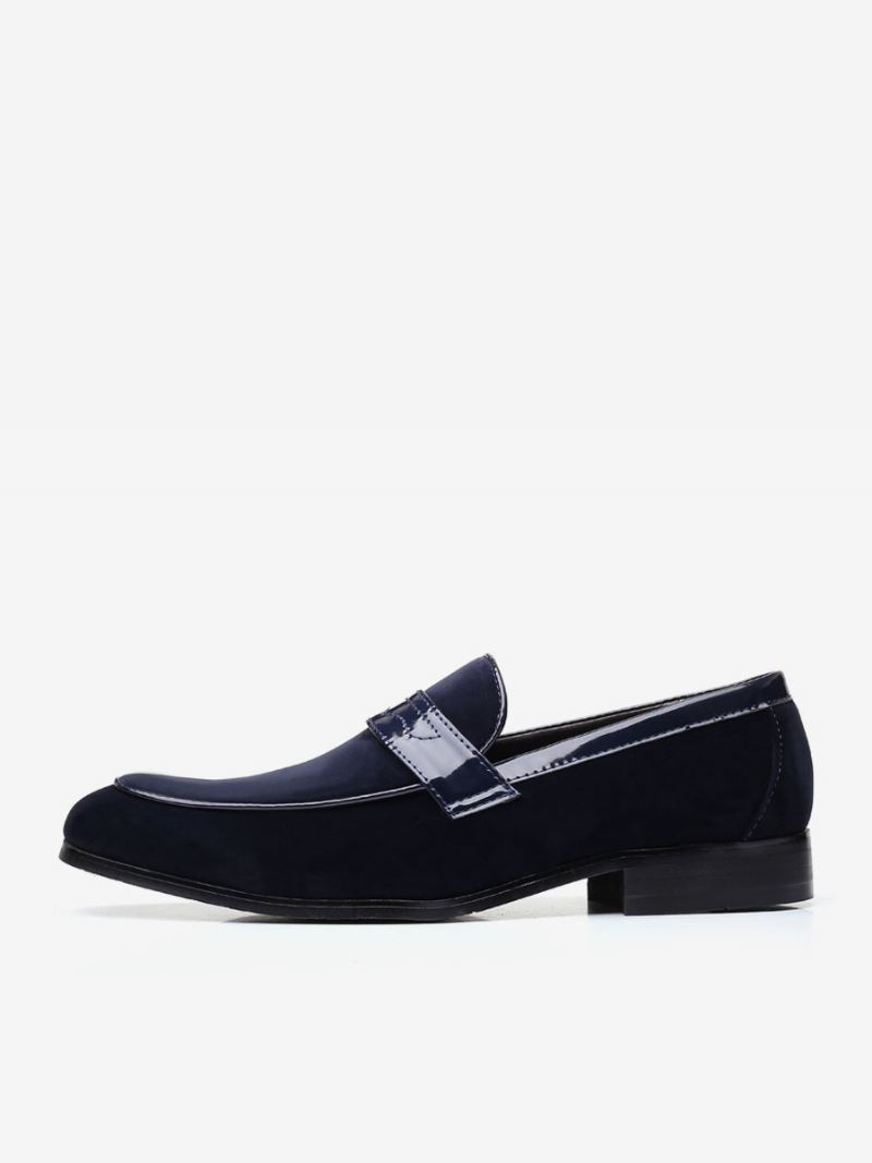 Loaferschoenen Heren Instapper Met Monniksband Ronde Neus Pu-leer - Blauw