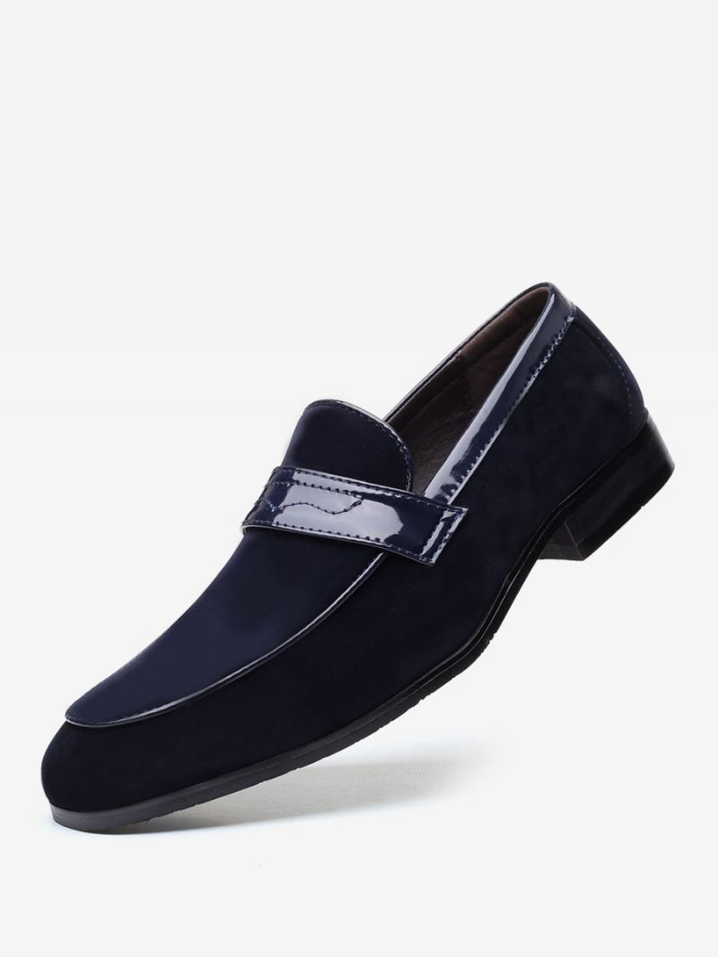 Loaferschoenen Heren Instapper Met Monniksband Ronde Neus Pu-leer - Blauw