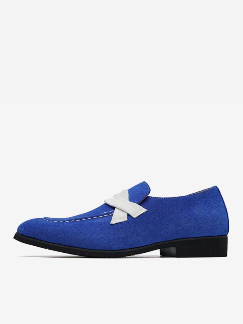 Loaferschoenen Heren Instapper Monniksband Kleurblok Ronde Neus Pu-leer Feestfeestschoenen - Blauw