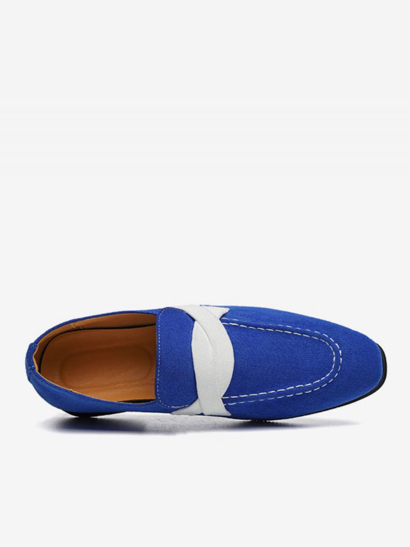 Loaferschoenen Heren Instapper Monniksband Kleurblok Ronde Neus Pu-leer Feestfeestschoenen - Blauw