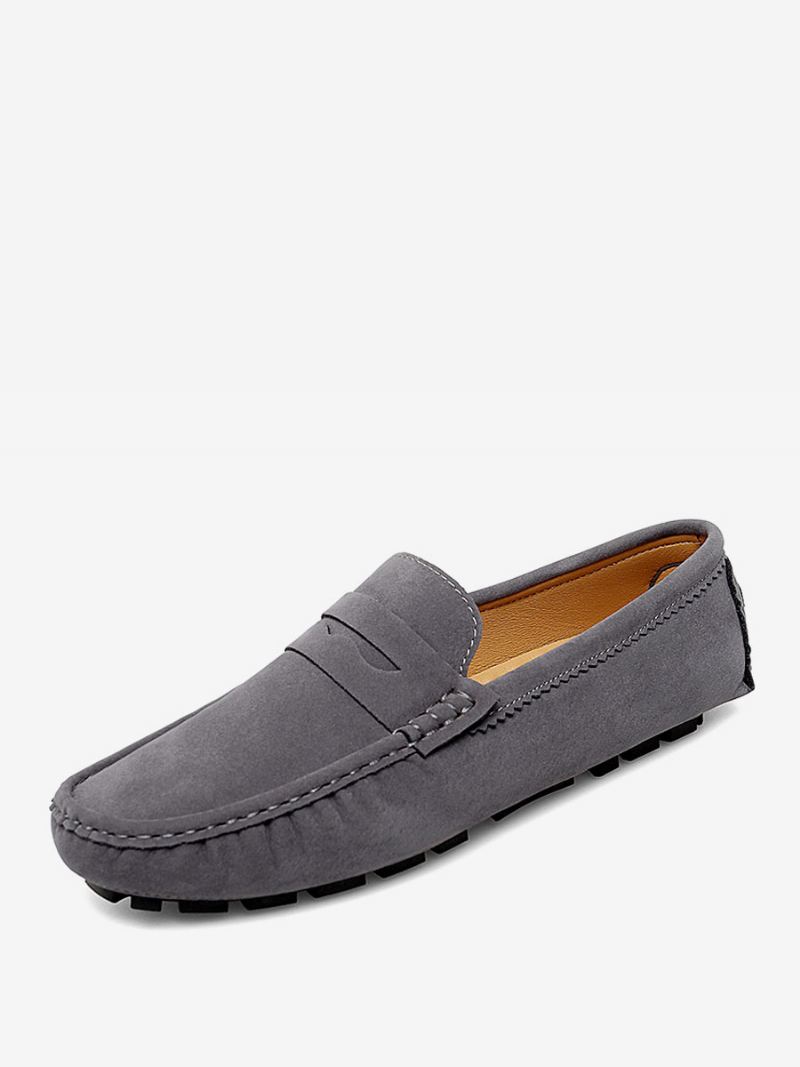 Loaferschoenen Heren Instappers Met Ronde Neus - Grijs