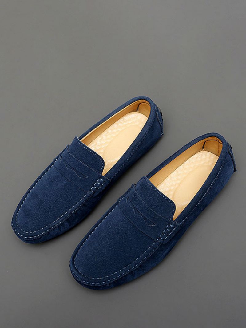 Loaferschoenen Heren Instappers Met Ronde Neus - Blauw