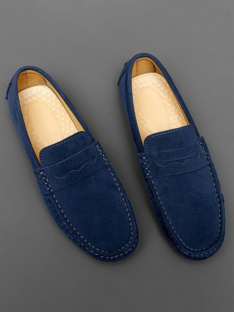 Loaferschoenen Heren Instappers Met Ronde Neus - Blauw