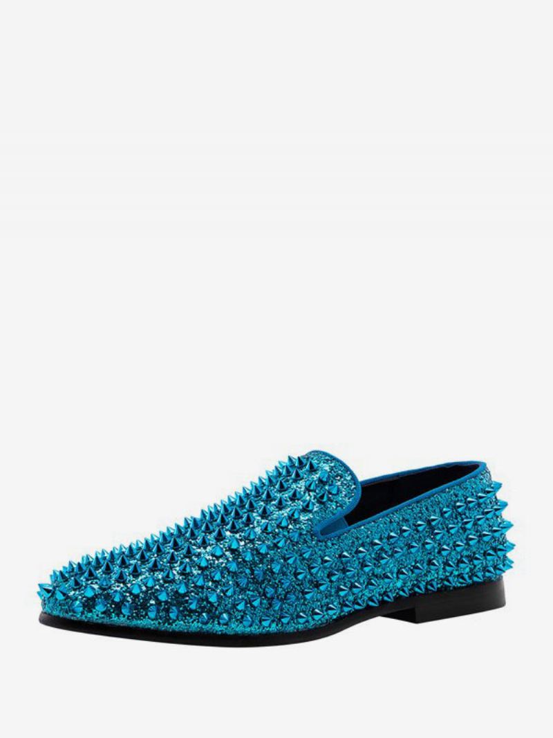 Loaferschoenen Heren Lovertjes Glitter Spikes Klinknagels Instappers Prom Party Trouwschoenen - Blauwblauw